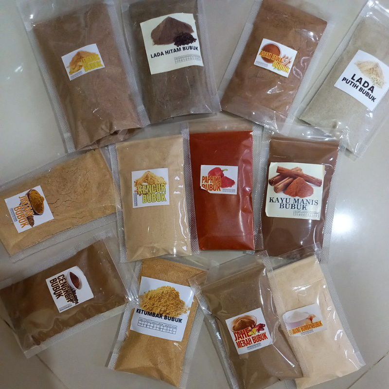 

ANEKA BUMBU REMPAH BUBUK , PRAKTIS siap pakai isi 50 gr