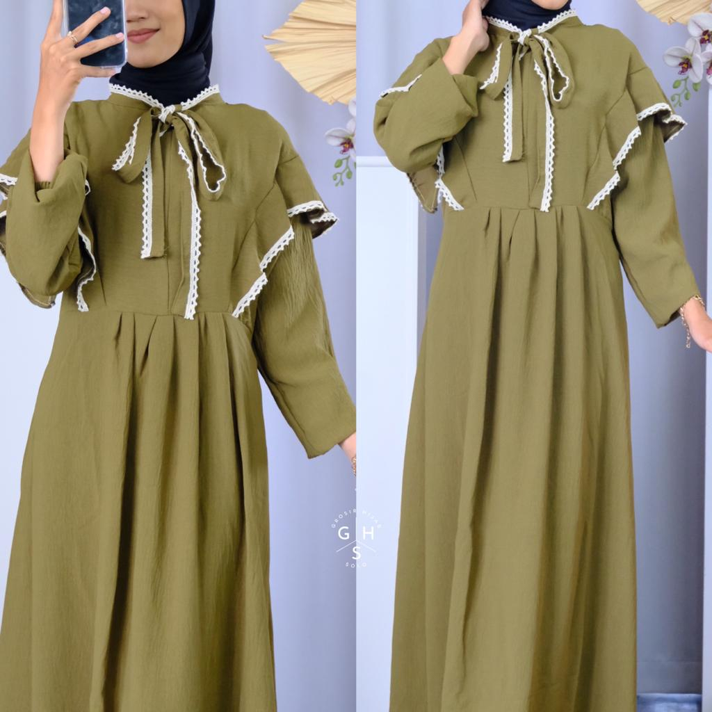 (DBY) GAMIS LARASATI RENDA DAILY BUSUI DRESS AIRFLOW CRINCLE