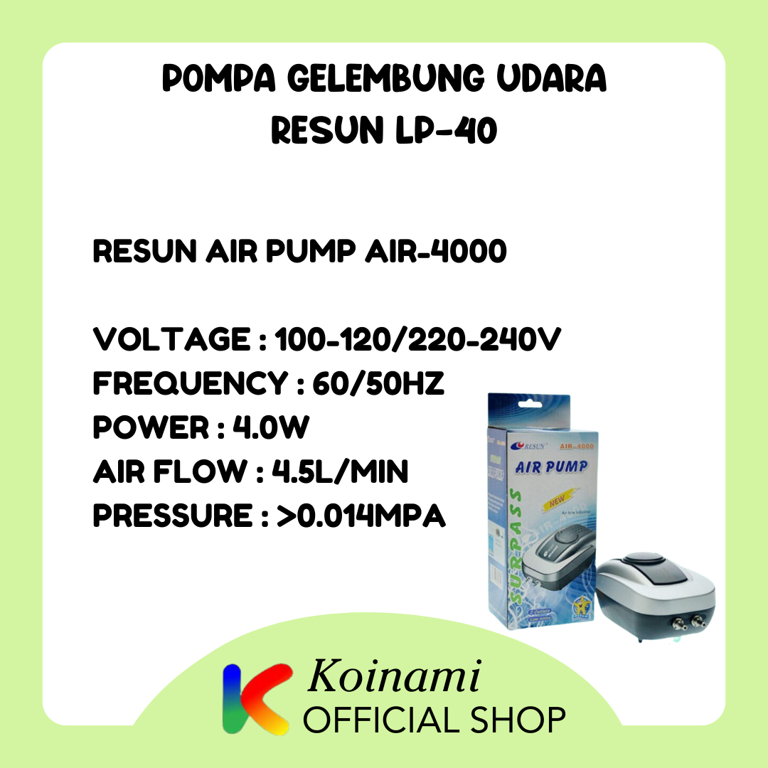 RESUN AIR-4000 / air pump / gelembung udara quarium / aqua scape / oxigen / kolam ikan koi