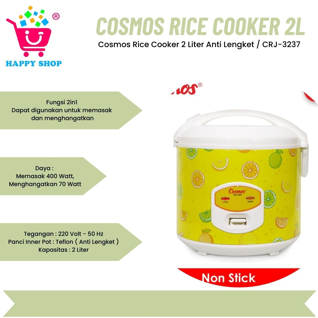 Cosmos Rice Cooker 2 Liter Anti Lengket / CRJ-3237