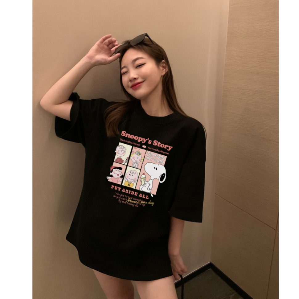 baju kaus oversize wanita cartoon graphic graffiti print T-shirt import korean style kaos basic