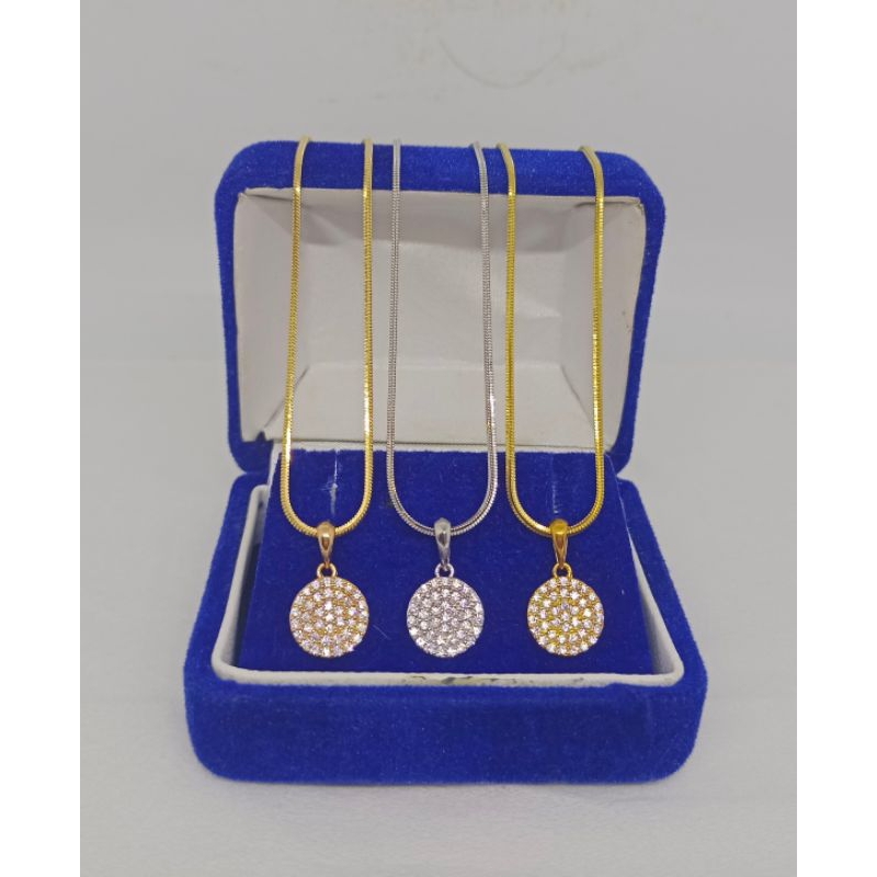 kalung rantai kasandra flexi+liontin bulat gepeng mp/perak asli silver 925 lapis emas/perhiasan fashion wanita terbaru