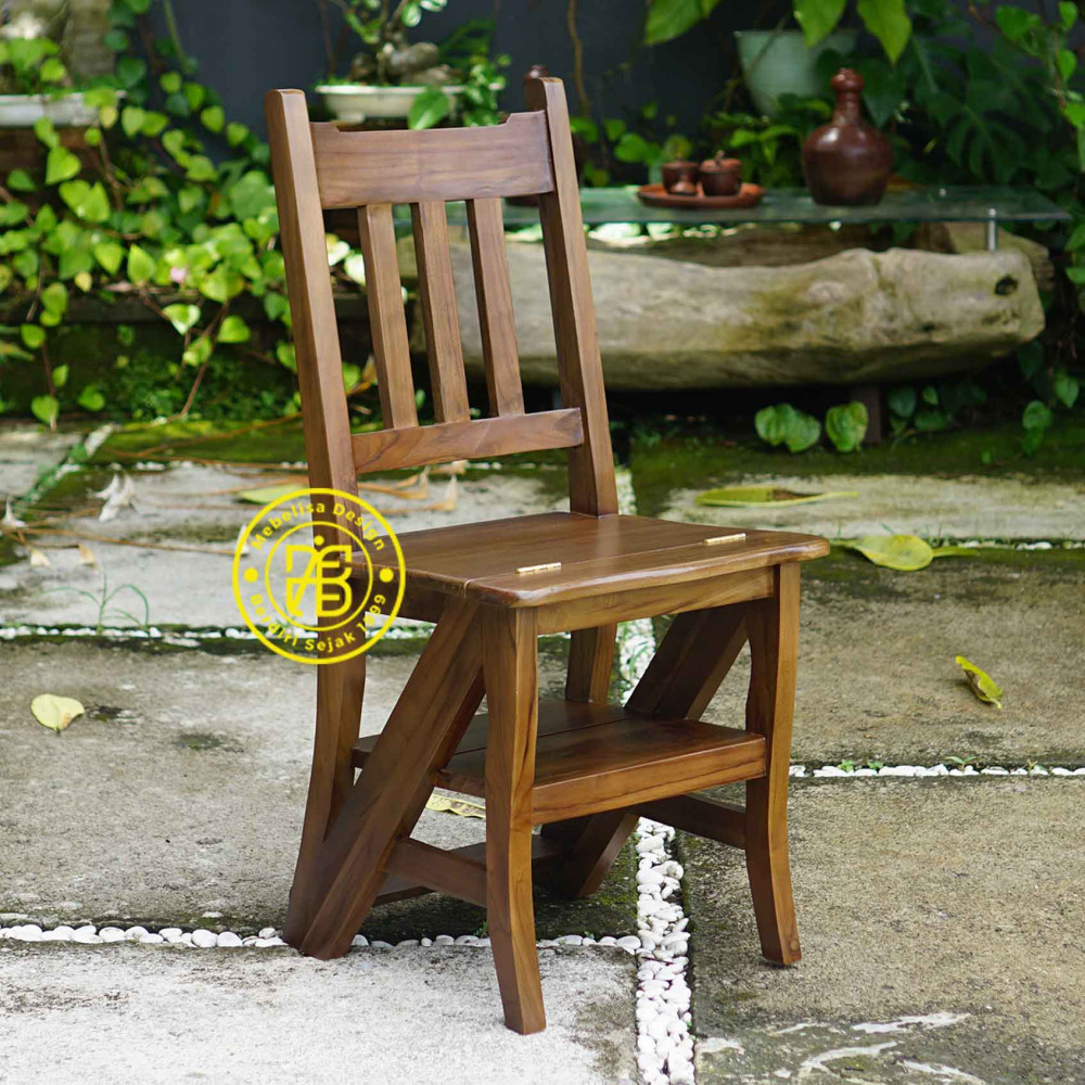 Kursi Tangga Lipat Minimalis Serbaguna Kayu Jati