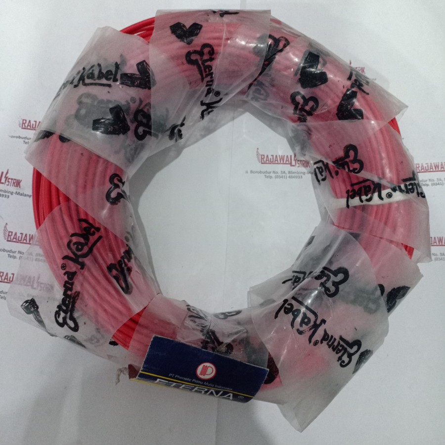 kabel NYA 1.5mm 50m merk eterna warna merah kabel tunggal engkel kawat
