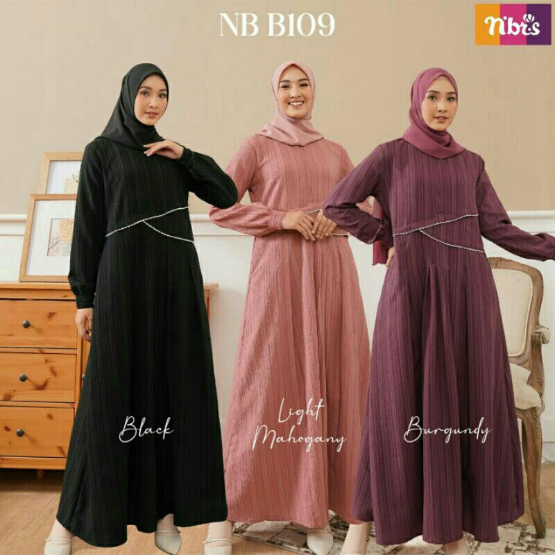 GAMIS RAYON CRINKLE NB B109 ORIGINAL NIBRAS FASHION DRESS BAJU BUSANA MUSLIM WANITA DEWASA BUSUI BAH