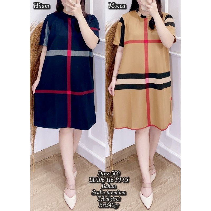 Dress Scuba Garis 589 PUTIH