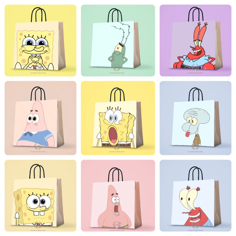 

Paperbag Custom Spongebob Goodie Bag Ulang Tahun Anak Tas Kado Hampers Birthday Tas Kertas Shooping Bag