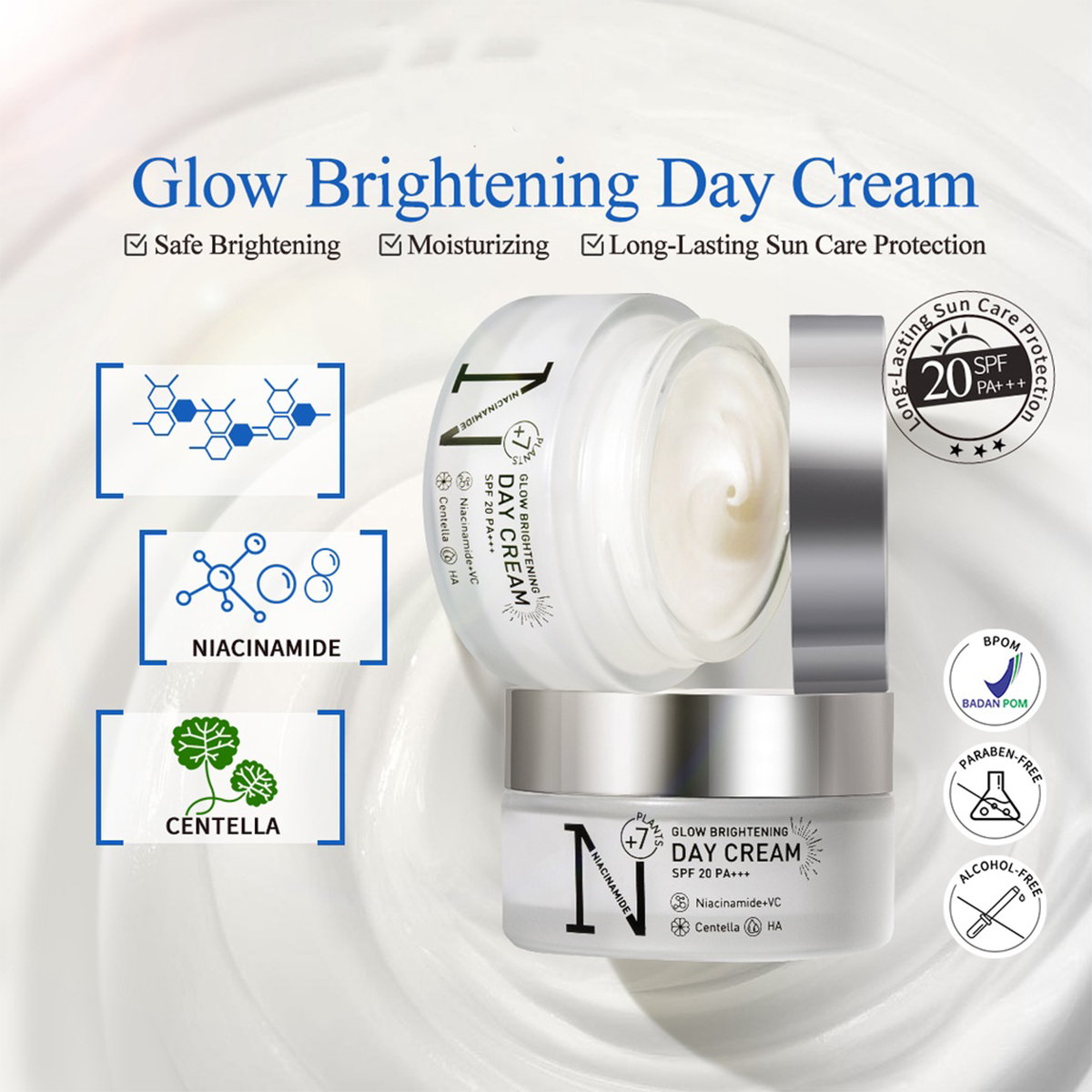 BPOM Premiere Beaute Brightening Day Cream SPF 20 Glow Luminous White 30g