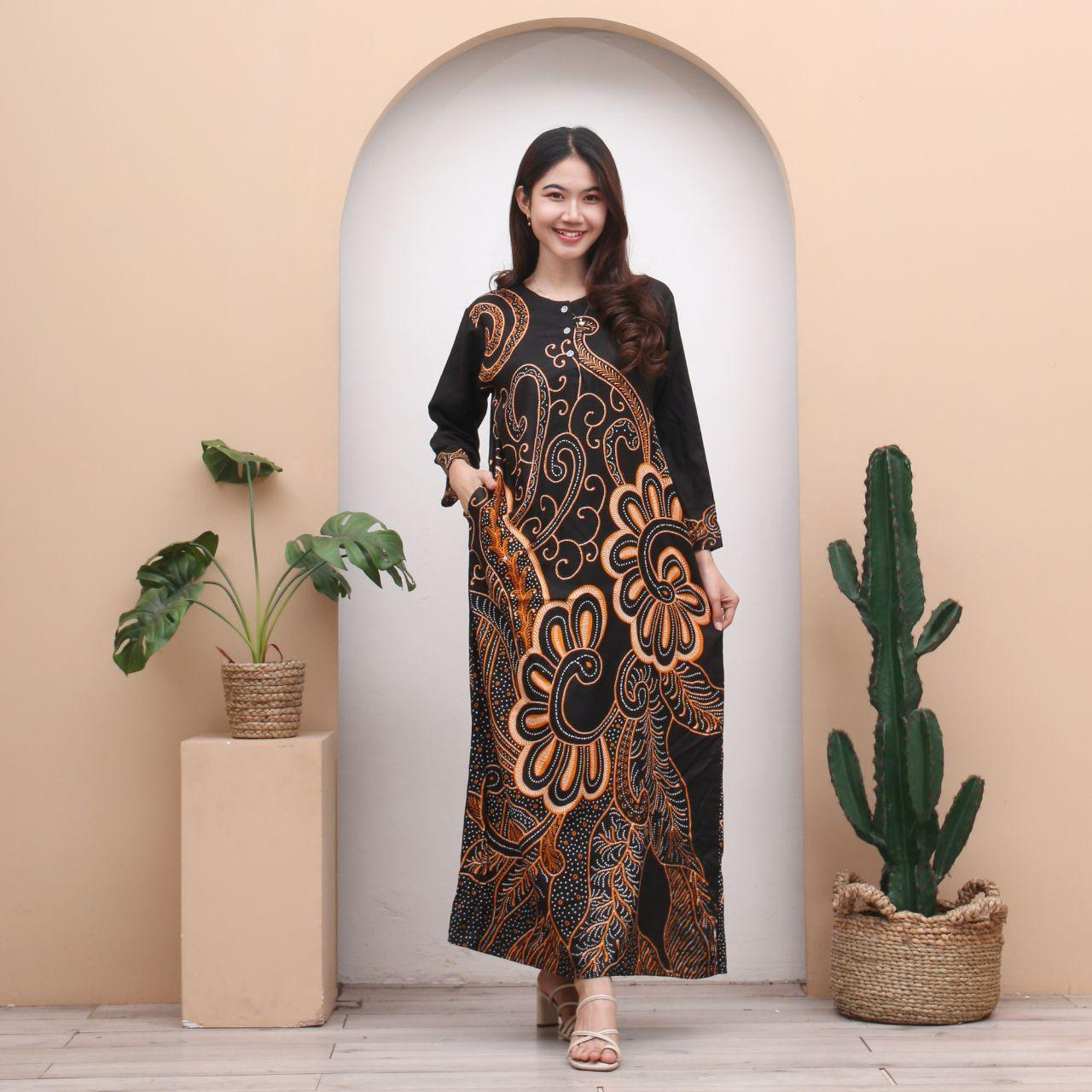 Longdress Batik NATASHA daster santai busui Daster cantik daster kancing depan