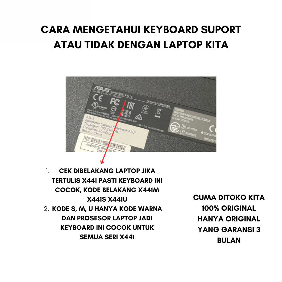 (BAYAR DITEMPAT) Keyboard laptop ASUS X441 X441S X441SA X441SC X441U X441UA A441 A441U