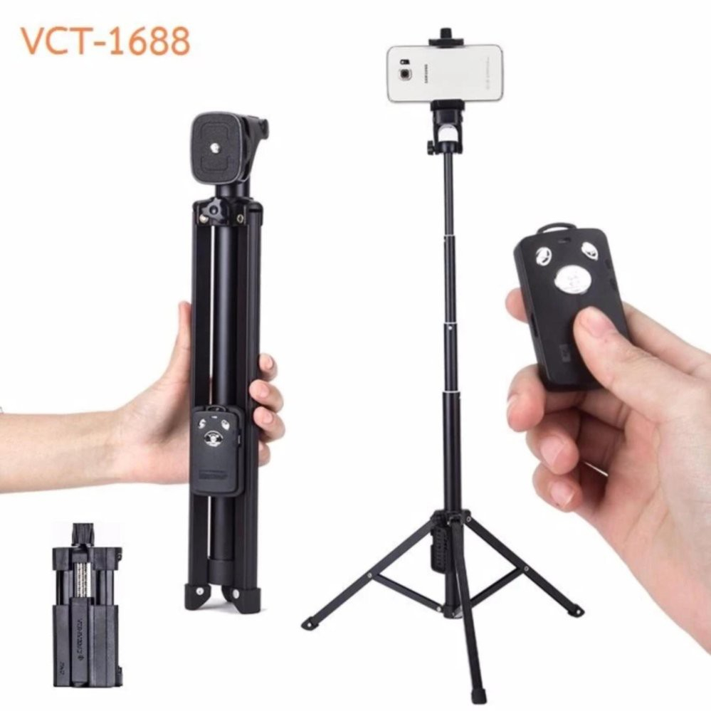 TONGSIS NEW BLUETOOTH YUNTENG VCT 1688 TRIPOD 3 IN 1 SELFIE STICK VCT