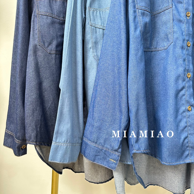 Kemeja Denim Jeans Wanita - Kemeja Oversize Lengan Panjang Bahan Lembut