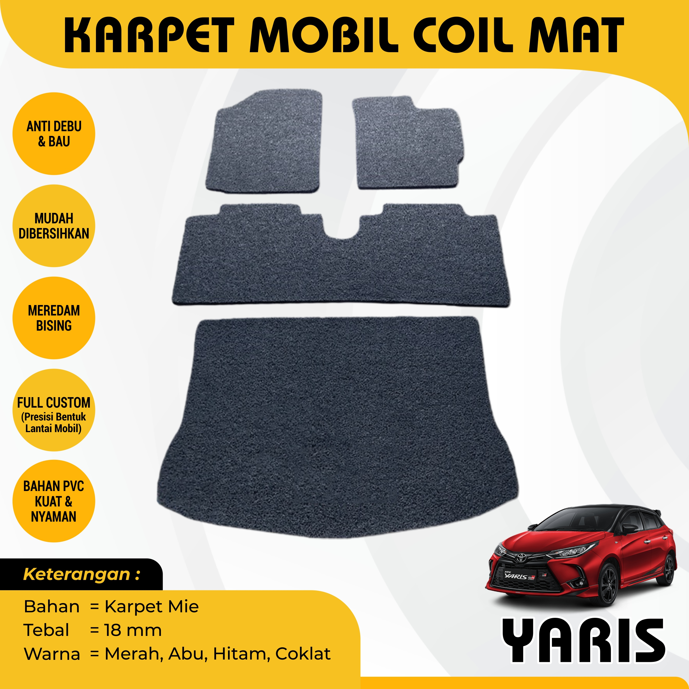 Karpet Mobil Mie Bihun New Yaris 2019 - 2022 Aksesoris Mobil Interior Mobil