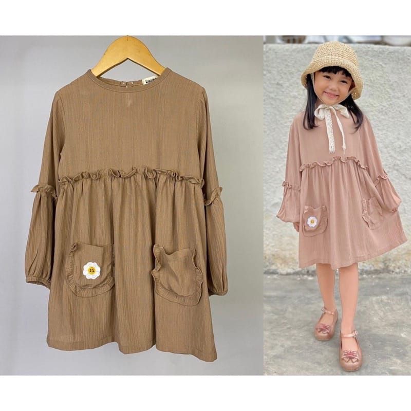 Tunik Anak Rayon Crinkle Lucuna Hawa  Warna Coklat 2-10thn
