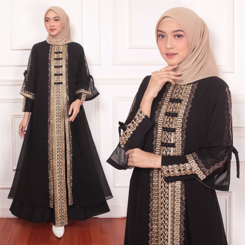 GAMIS ABAYA TURKEY BORDIR ASHER MEWAH