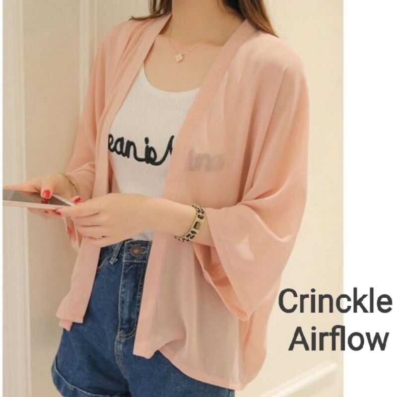 Cardigan Outer Bahan Crinckle Airflow Oversize Reguler