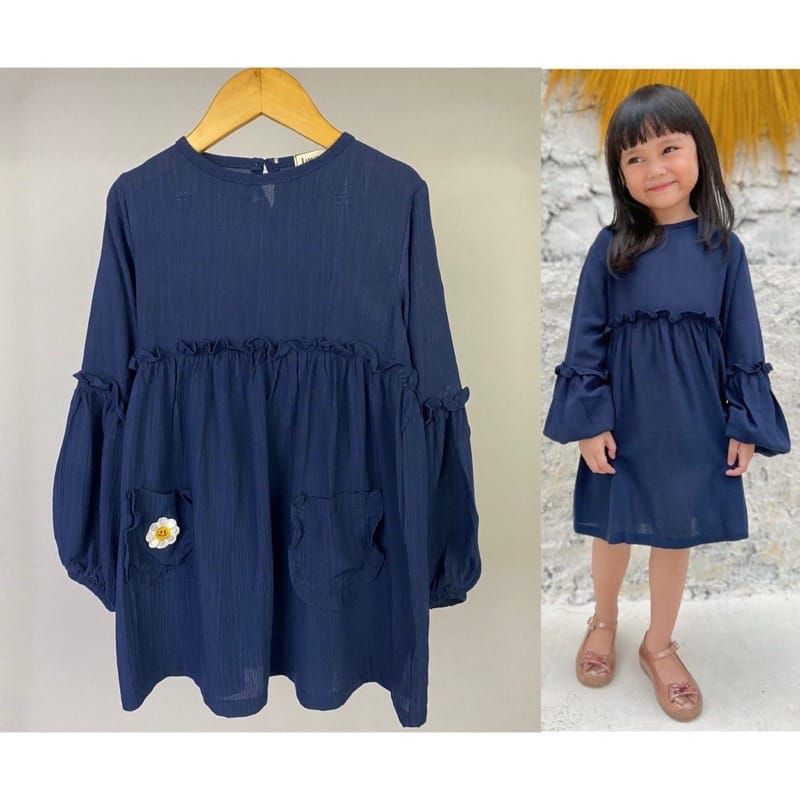Tunik Anak Rayon Crinkle Lucuna Hawa  Warna navy 2-10thn