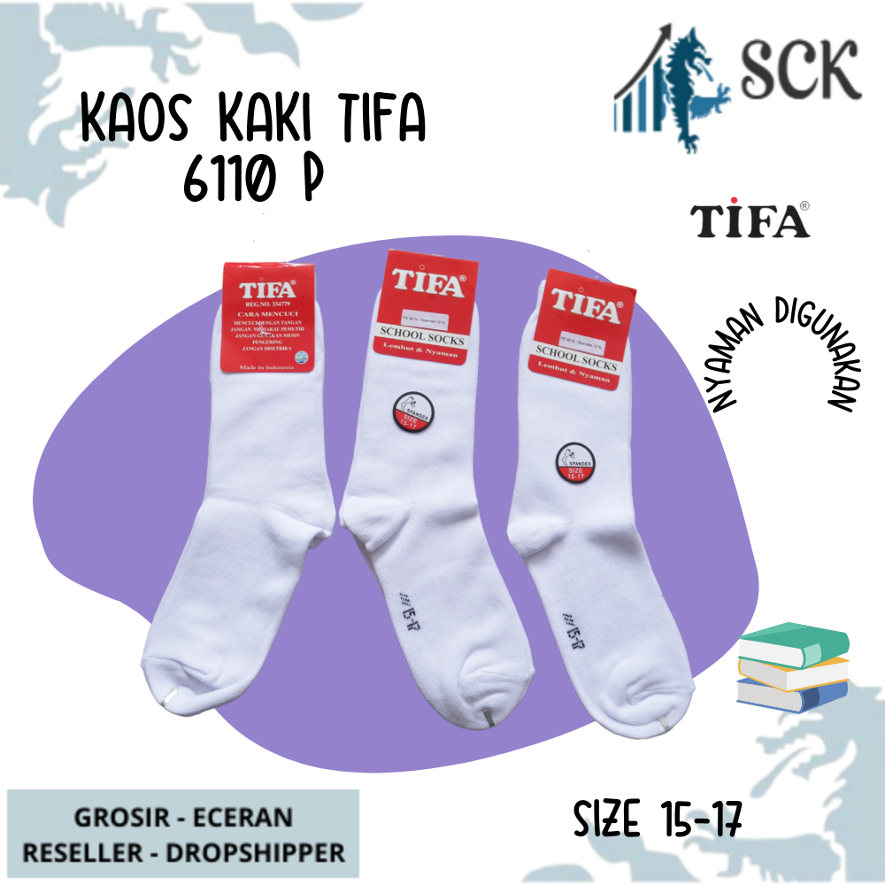 Kaos Kaki Sekolah TIFA 6110 Polos Putih / Kaus Kaki Halus