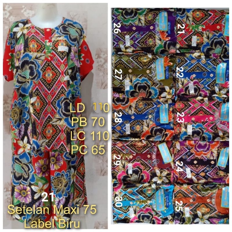 Setelan Kulot Maxi 75 LD 110cm Kencana Ungu Label Biru