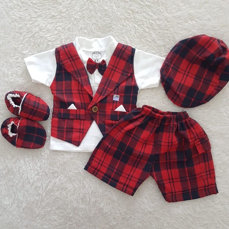 baju bayi cowo suspender set