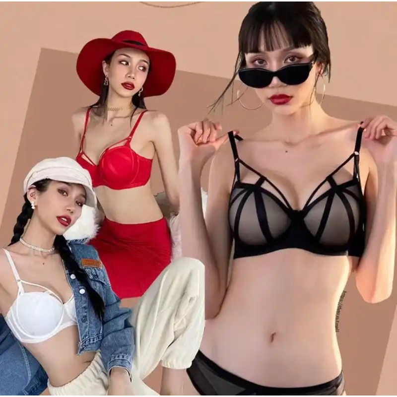 BH Tali Bordir Bra Push Up Kawat CD Sexy Bralette Set Lingerie Korset Push Up Pakaian Dalam Summer P