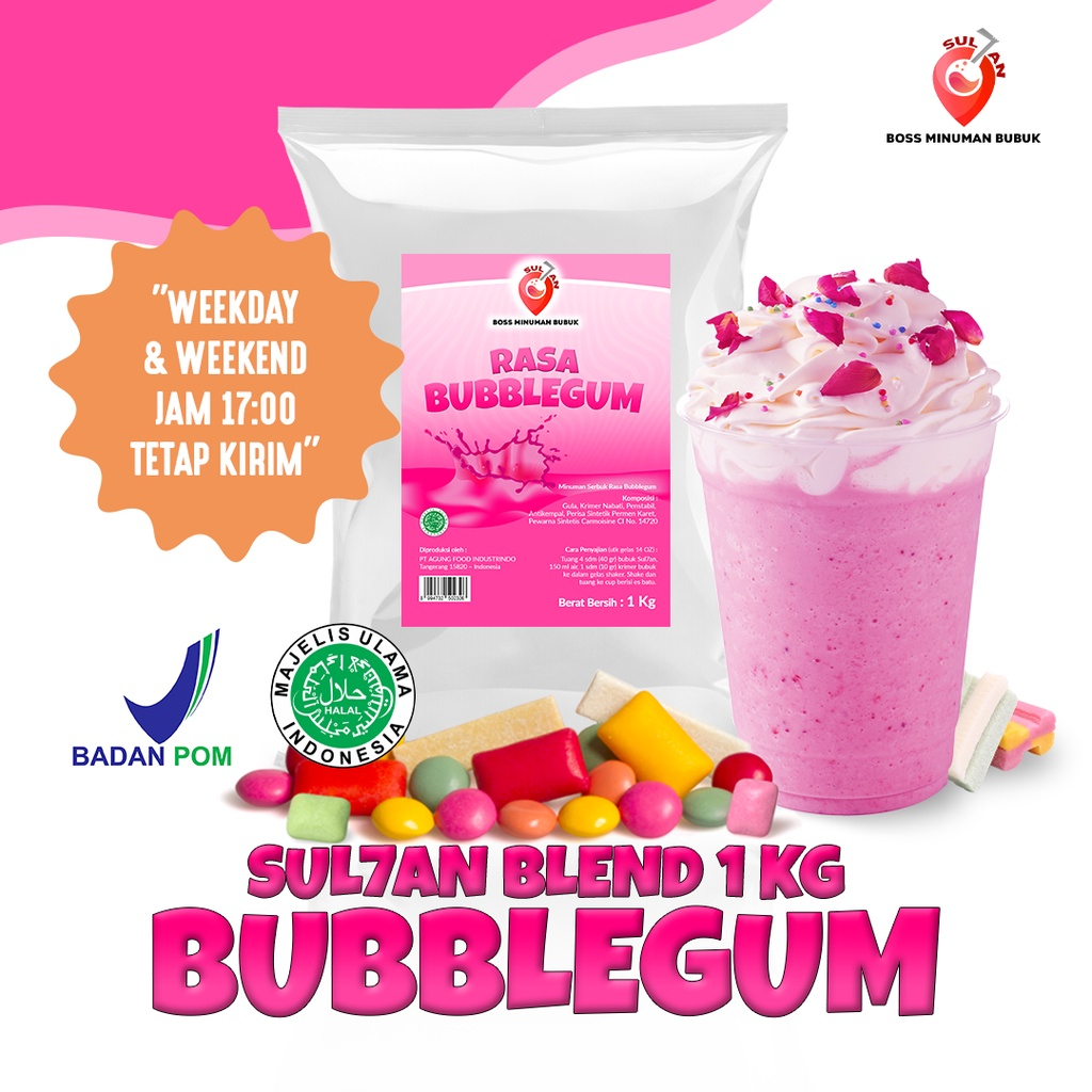 

SUL7AN Minuman Bubuk Mix Gula Rasa Permen Karet / Bubble Gum Instant Powder Drink Sugar 1 Kg SULTAN POWDER