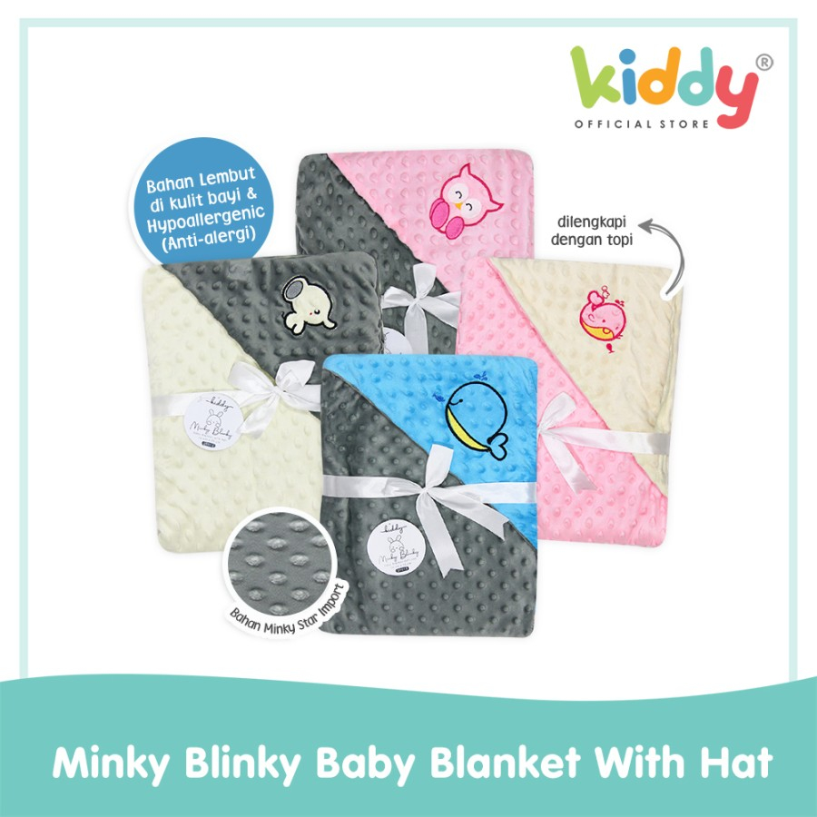 Minky Blinky Baby Blanket with Hat / Selimut bayi dengan Topi - 39017