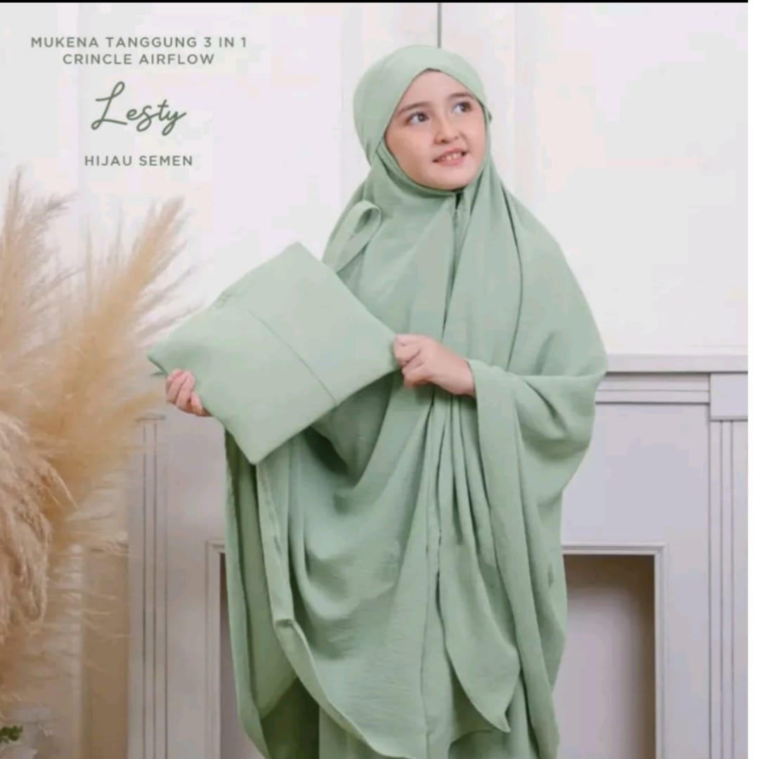 TOKO FLAM MUKENA ANAK TANGGUNG CRINKEL LESTY AIRFLOW 3 INI 1