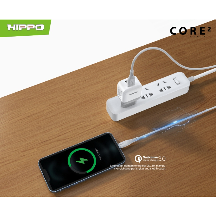 Hippo Core2 Kabel Data &amp; Cable Charger Quick Charge Fast Charging 3.0 2.1A