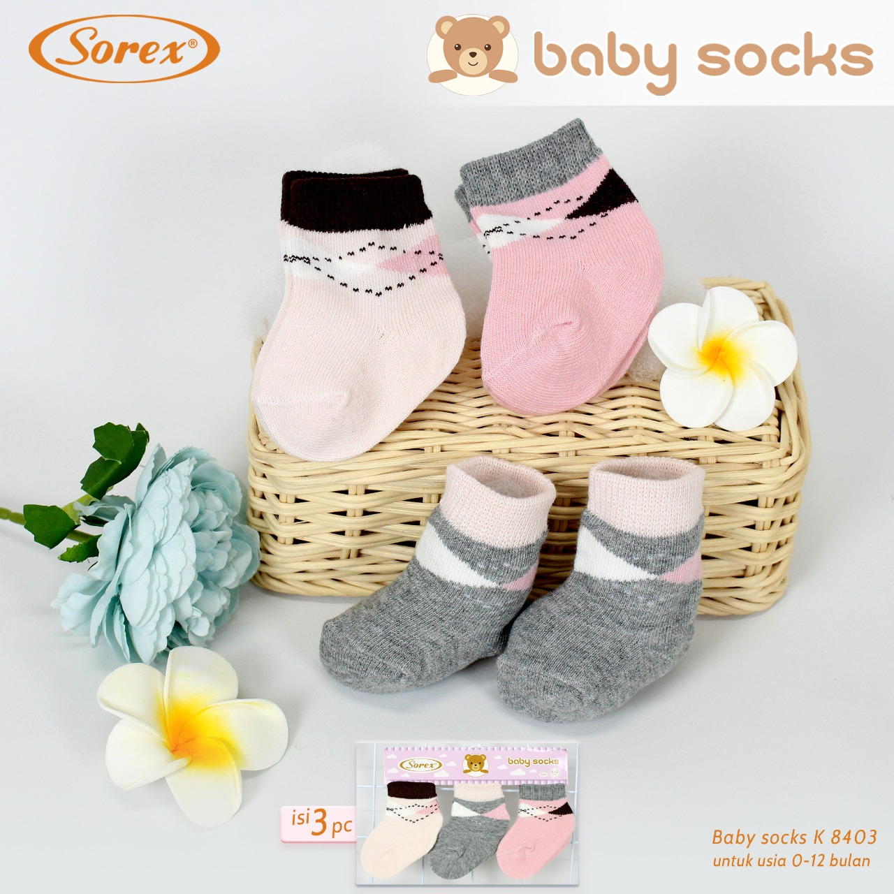 Sorex Baby Socks - Kaos Kaki Bayi Isi 3