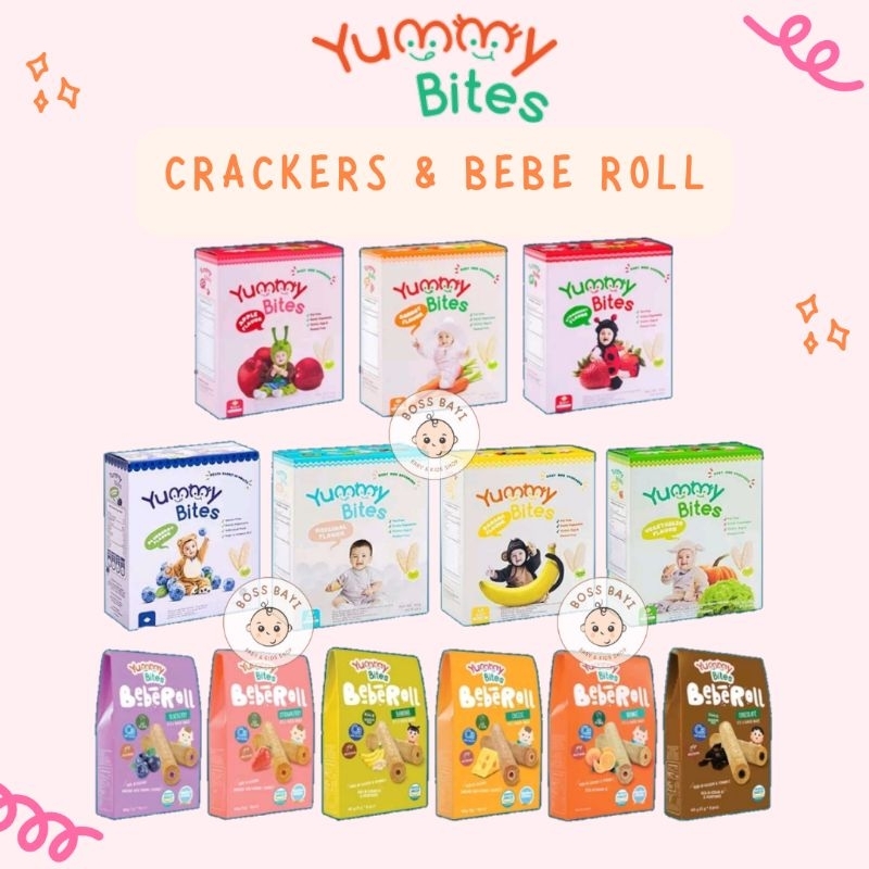 YUMMY BITES -  Rice Crackers 25gr | 50gr / Snack Cemilan Bayi 6m+ | Bebe Roll 40gr untuk 9m+
