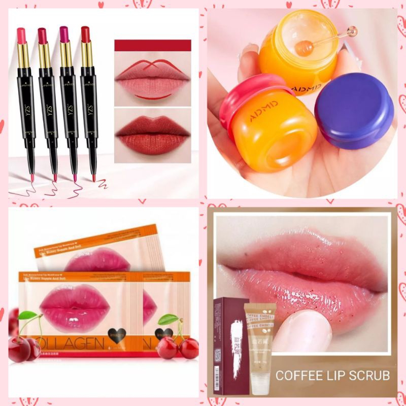 Paket Lip Liner Lip Mask Lip Scrub Kecantikan Dan Perawatan Bibir