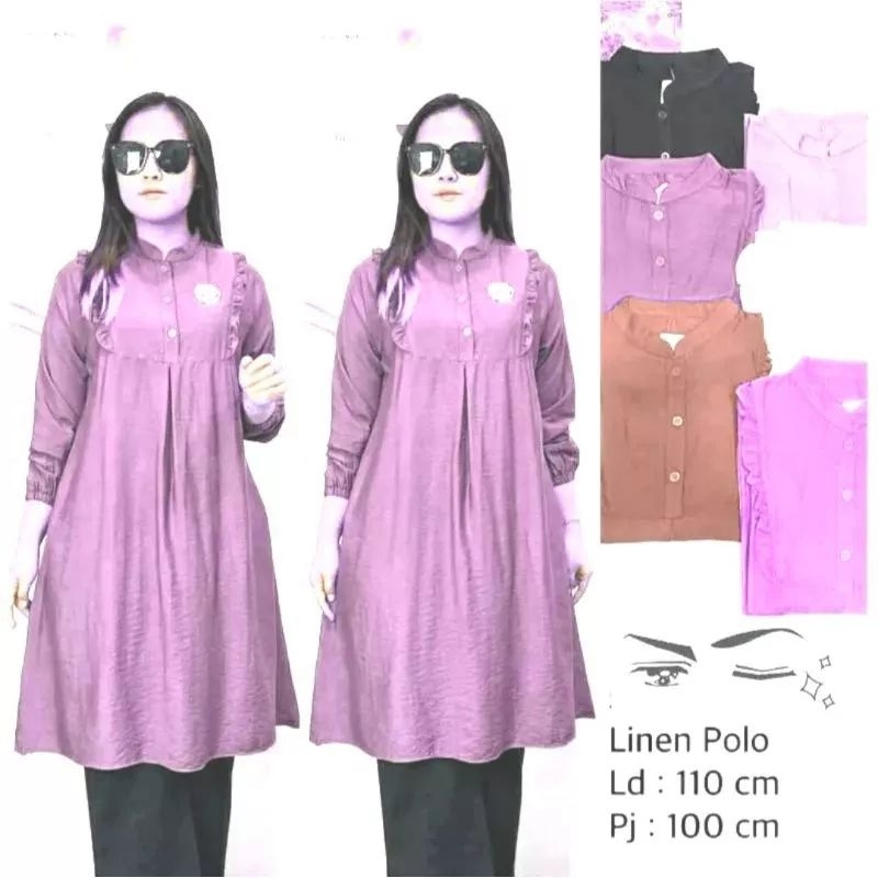 RISSA TUNIK/ /TUNIK POLO LINE LENGAN PANJANG