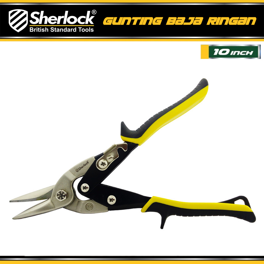 Gunting Baja Ringan Sherlock Aviation Snip Straight / Seng / Hollow 10 inch