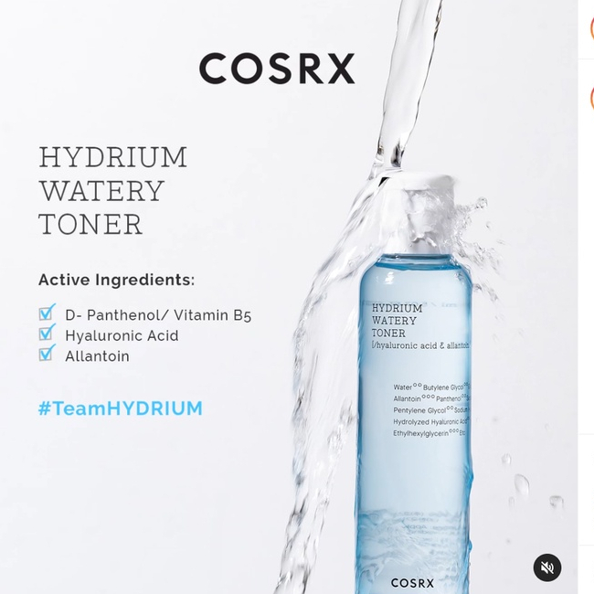 COSRX Hydrium Watery Toner Skin Care 280mL (Toner Untuk Kulit Kering)