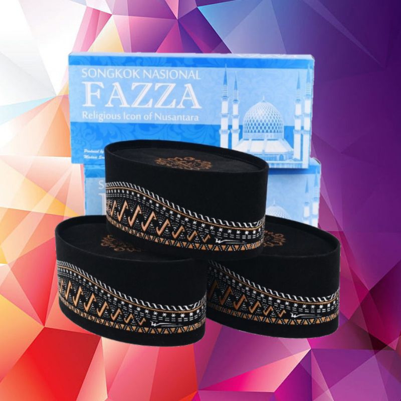 SONGKOK BATIK Peci Kopiah Hitam Motif Nasional Berkualitas Dewasa Anak Biru Silver Emas