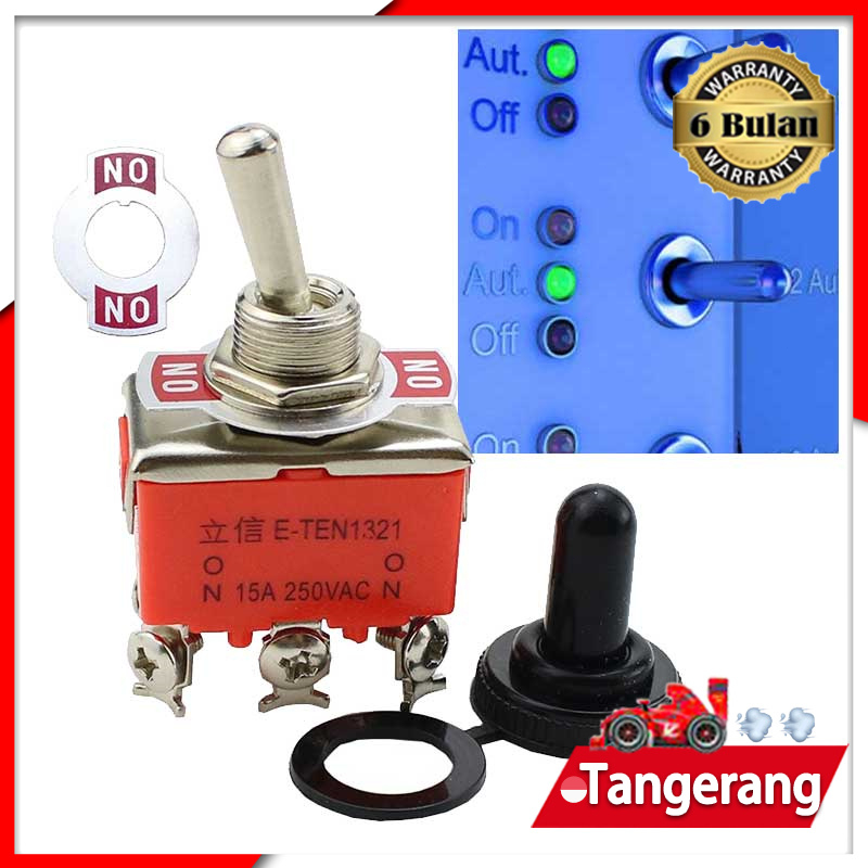 Saklar Toggle Switch Momentary 6pin  Toggle Spring Switch 6 Kaki ON OFF ON Switch