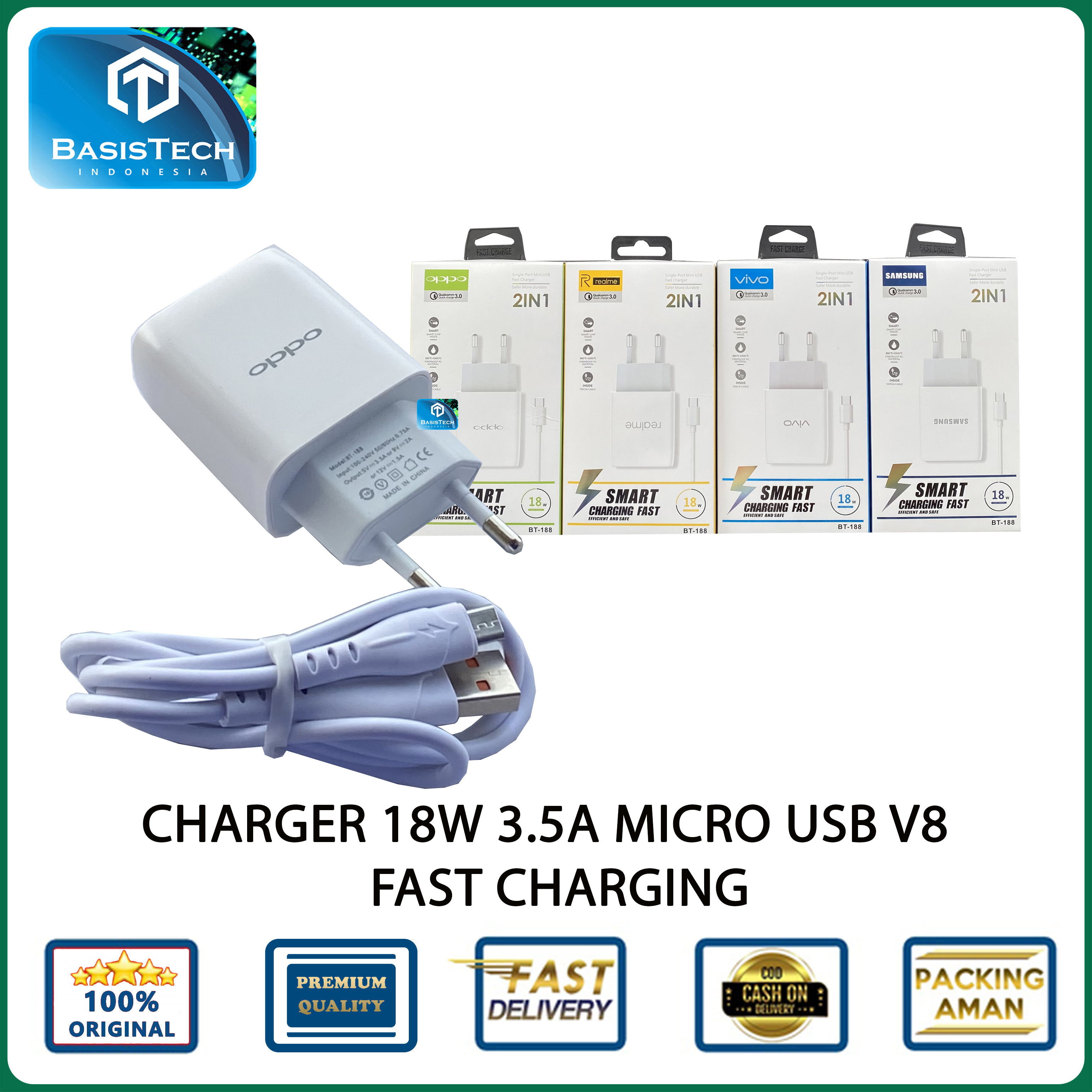 CHARGER MICRO USB 18W 3.5A BT-188 BEST QUALITY