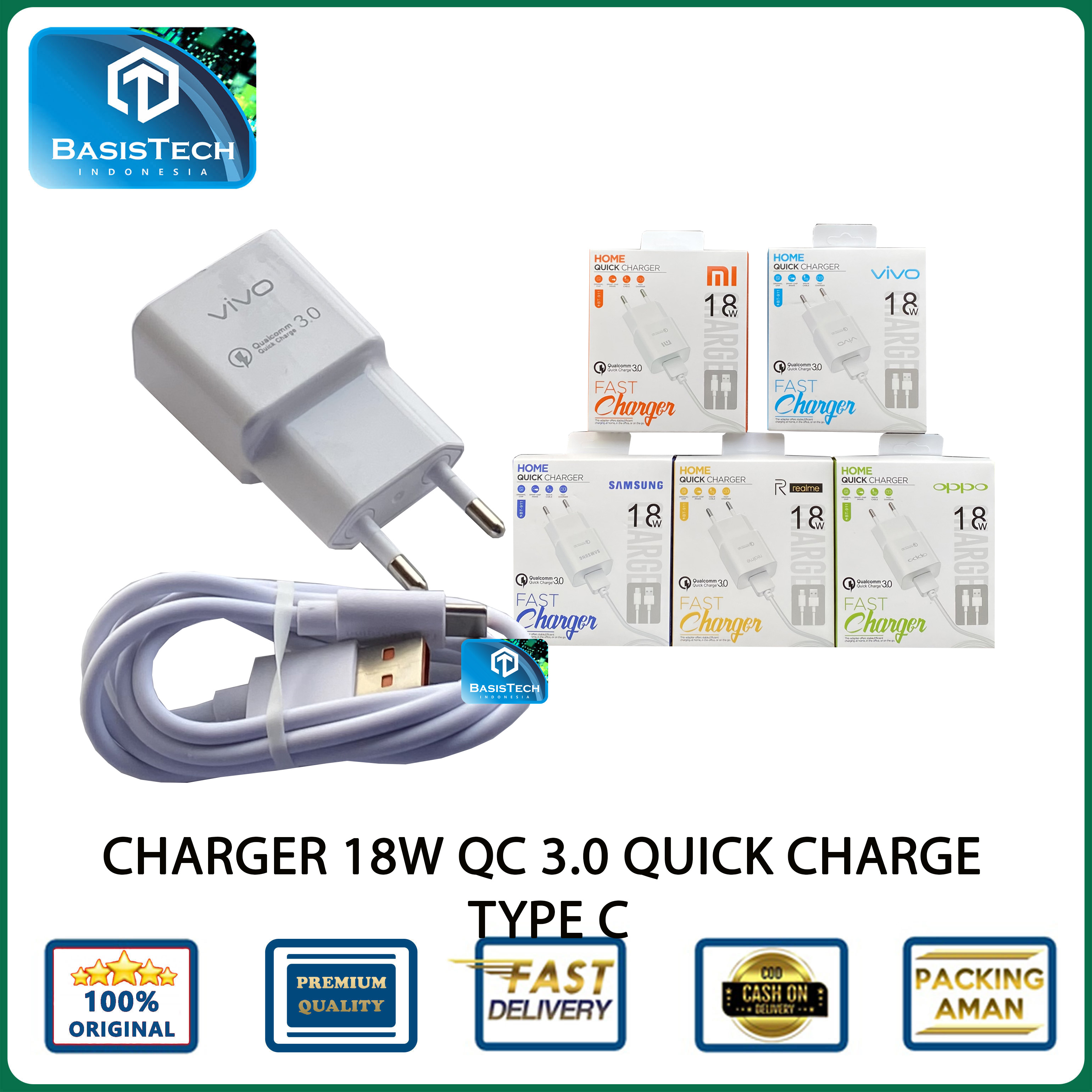 CHARGER CASAN TYPE-C 18W 2A QC 3.0 HOME QUICK CHARGE BT-911 BASISTECH