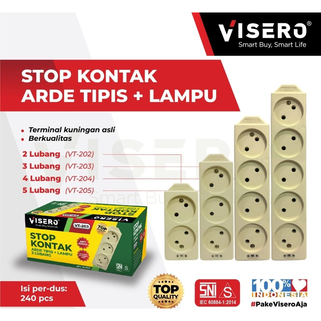 Stop Kontak 2 Lubang VISERO / Stop Kontak Gepeng 2 Lubang VISERO