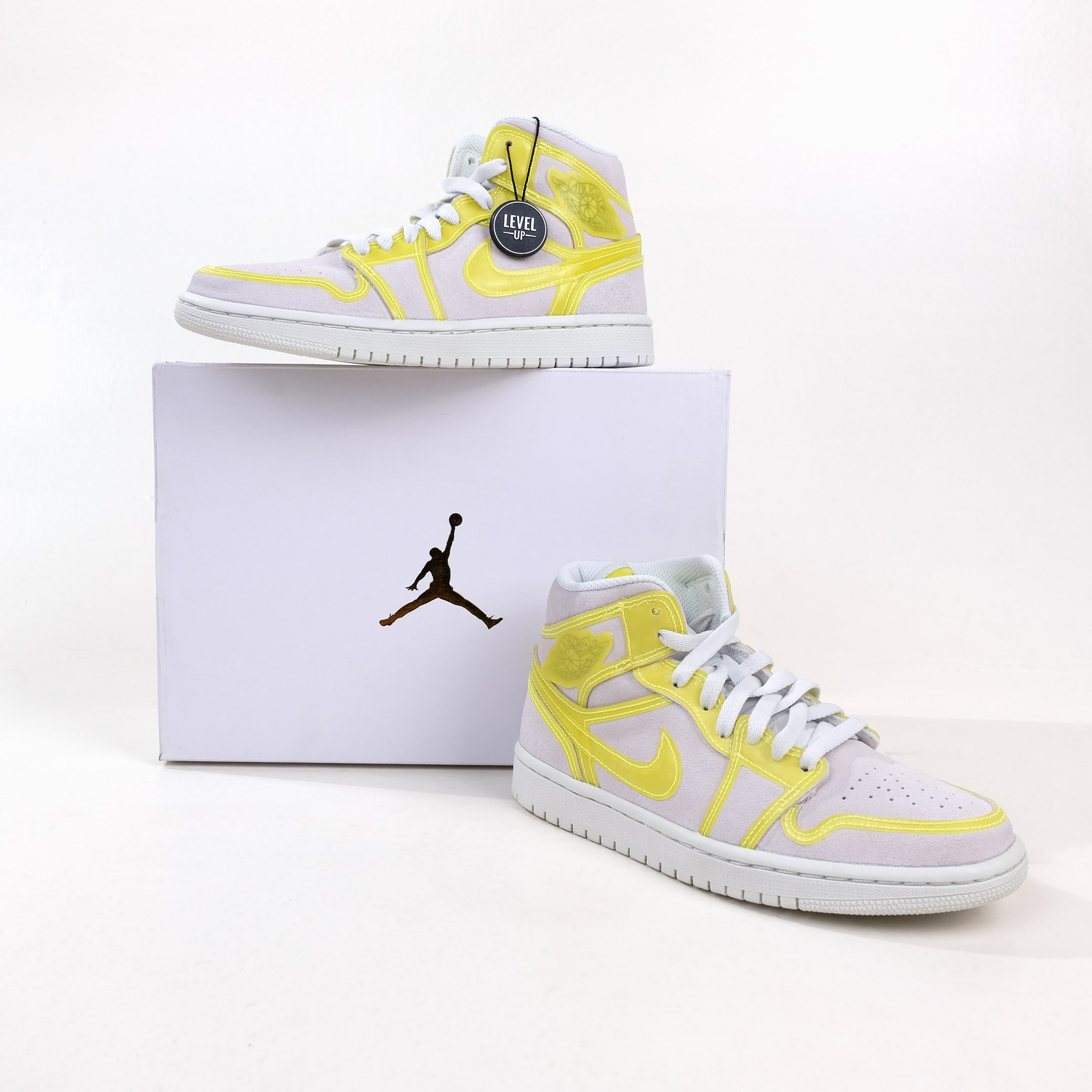 Air Jordan 1 Mid Off White Opti Yellow W 100% Original