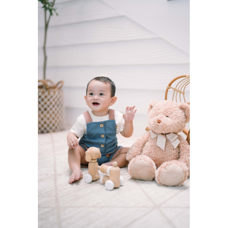 DINO AND BUNNY - SHORT ROMPER WAFFLE - Baju Bayi Romper Usia Newborn sampai 2 Tahun
