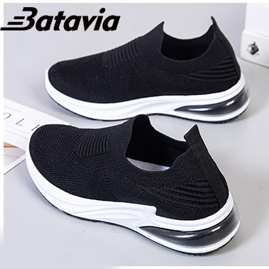 Batavia GROSIR sepatu kanvas wanita rajut sepatu wanita  sepatu tanpa tali hitam Sepatu Wanita Sport Women Sneakers A115