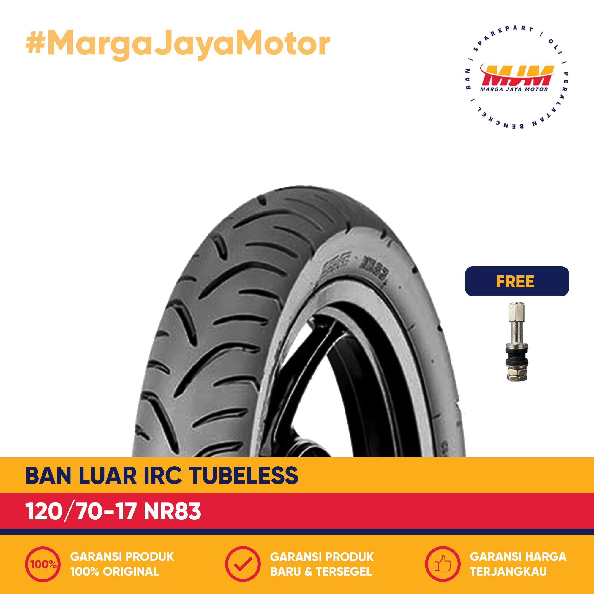 Ban Luar IRC NR83 120/70-17 Tubeless Free Pentil