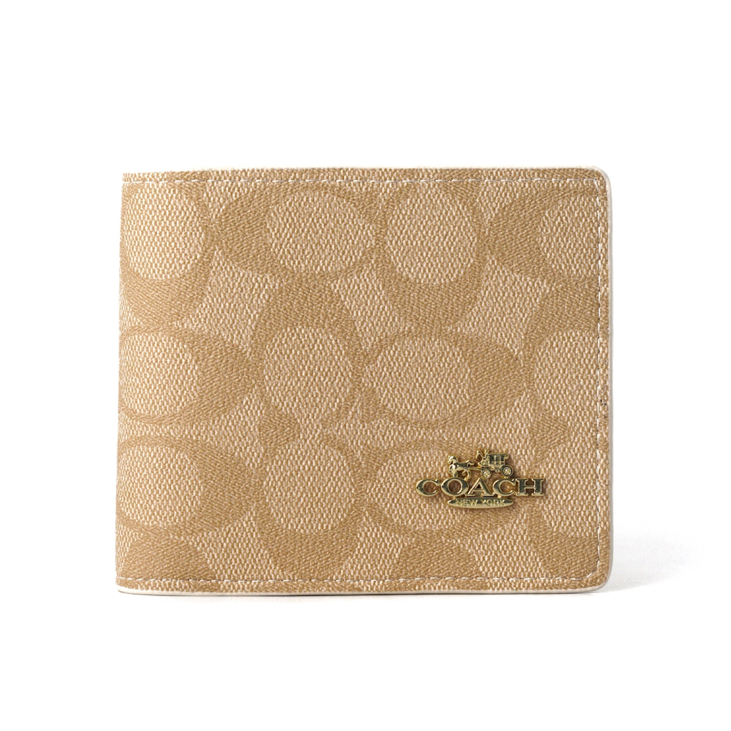 TOKOKOE - Dompet Pria Bahan Kulit Premium Import - Coach Logo Print Beige