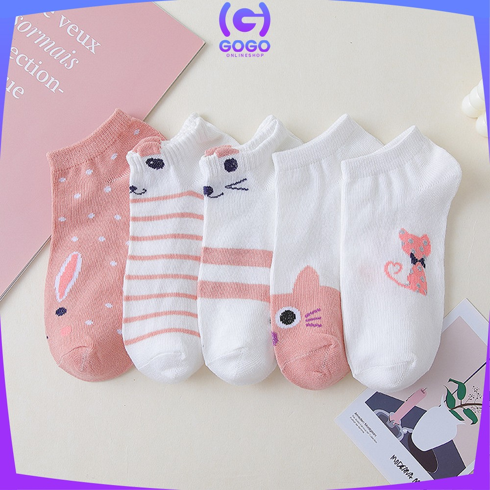 GOGO-P571 Kaos Kaki Wanita Korea Motif Kucing Ankle Socks / Kaoskaki Pendek Cat Semata Kaki Karakter Korean Fashion Women Sock Import