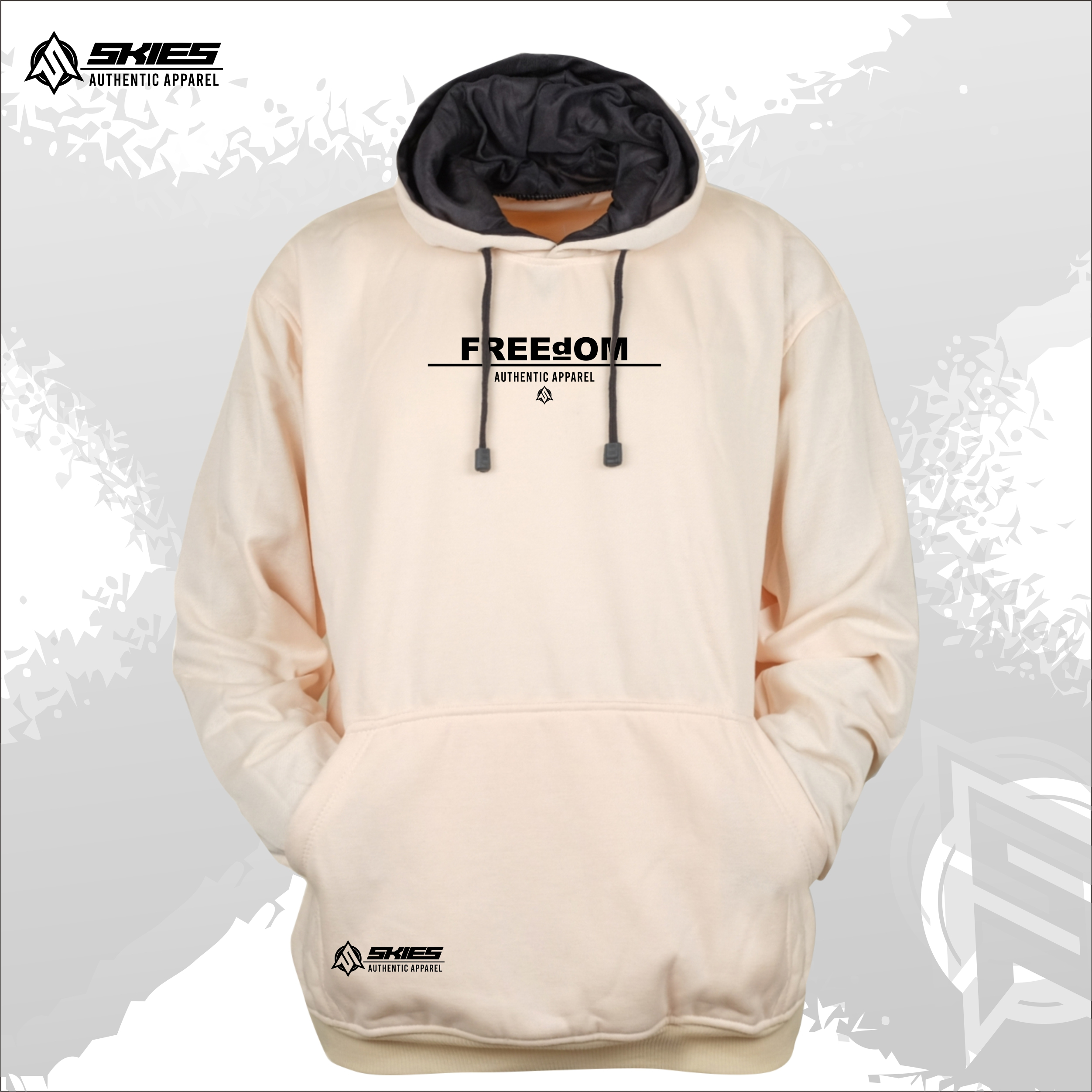 Sweater Hoodie Pria Aesthetic Original Skies Warna Cream Sablon Freedom Bahan Fleece Tebal Brand Distro Kota Bandung Terbaru Terpopuler Dan Terlaris Oversize Unisex Suiter Kekinian Hudi Tren Korean Style Bisa COD