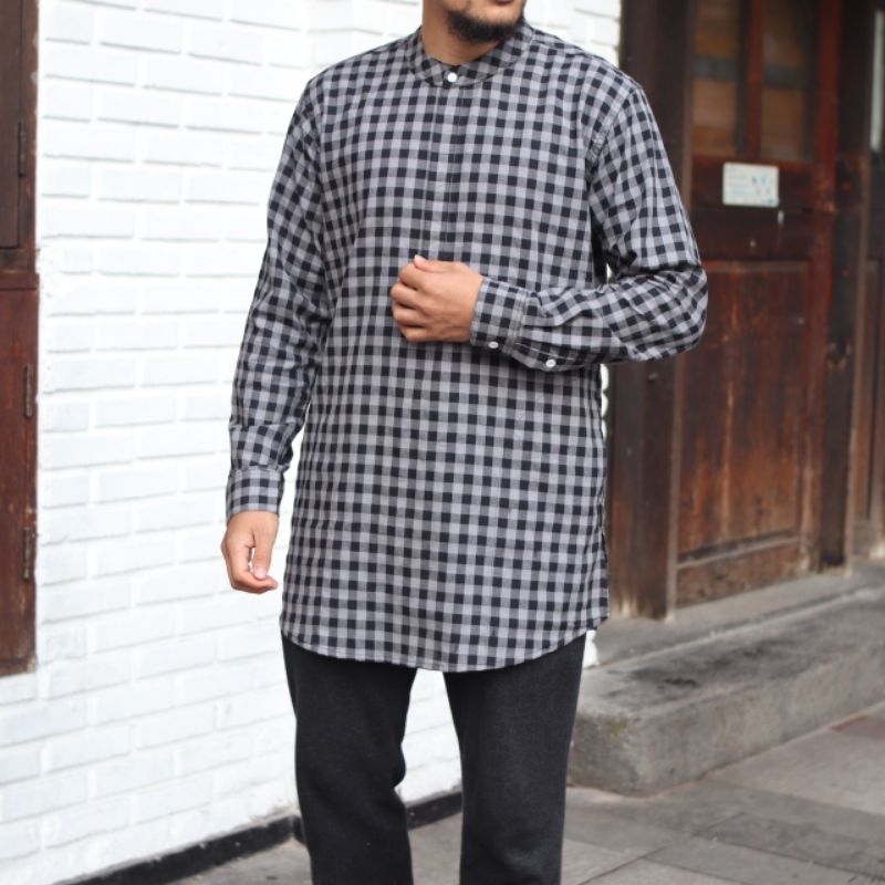 Kemko katun yanded/Kaftan original marajo lengan panjang motif kotak premium