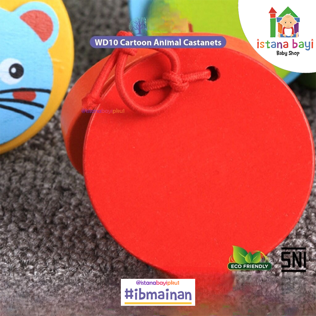 Mainan Edukasi - Wooden Cartoon Animal Castanets - Mainan Anak