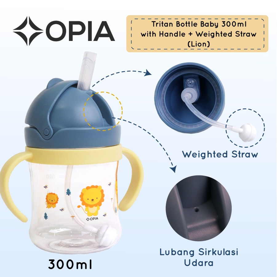 Opia Tritan Baby 300ml - Fairytale Weighted Straw Bottle with Handle